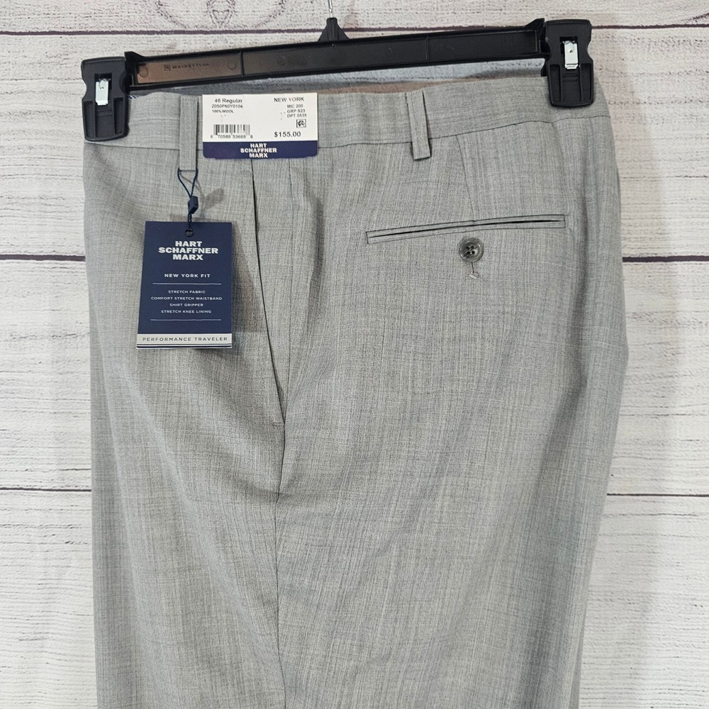 Hart Schaffner Marx 46R New York Fit Unhemmed Lt Gray Suit Pants NWT $155 L840